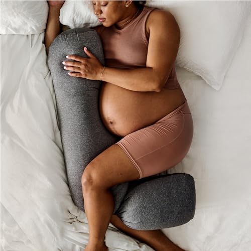 Image of Frida Mom Pregnancy Pillow, Body Pillow, Cooling Pillow, Adjustable for Comfortable Sleep and Pregnancy Belly Support, Back Support, and Leg Support, Gray
