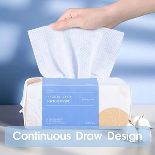 PoeticEHome Cotton Face Tissue 6 Pack, Ultra Soft Dry Wipes Disposable, Cosmetic Facial Cleansing Towel for Makeup Removing, Baby Care, Surface Cleaning (600 Count)
