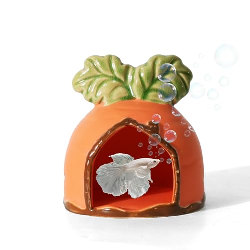 Image of Ceramic Aquarium Decor Orange Carrot Betta Fish Tank Accessories