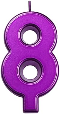 DERVENTA Birthday Candles Big Numbers Purple 3.7 inch Party Cake Topper 1 Piece (Number 8 Purple)