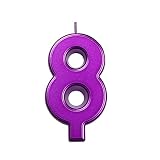 DERVENTA Birthday Candles Big Numbers Purple 3.7 inch Party Cake Topper 1 Piece (Number 8 Purple)