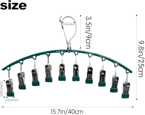 Image of Vastra Leggings Organizer for Closet, Metal Pants Hanger with 10 Rubber Coated Clips, Space Saving Wardrobe Organizer for Leggings, Jeans, Scarves, Dupattas, Towels & Baby Clothes (3, Green)