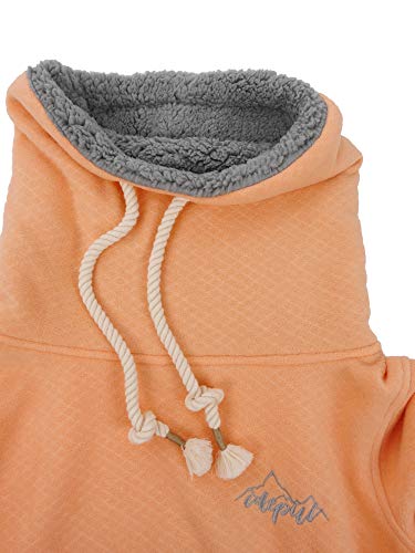 Idealer Pulverschnee IDEPUL Fleecepullover Damen mit großen Kordeln, Stehkragen & Teddyfleece, Farbe Coral, Größe M