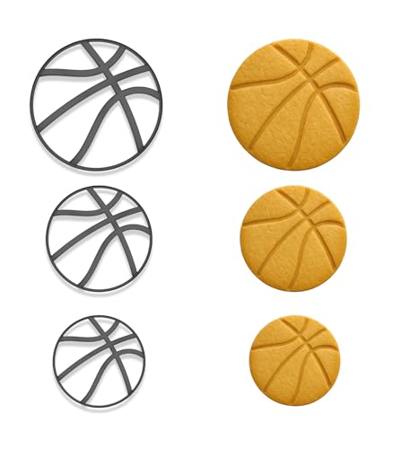 Basketball Cookie Cutter & Stamp Set – 3 Sizes (4", 3", 2") – Sports-Themed Baking Mold for Parties and Gifts (Random Color)