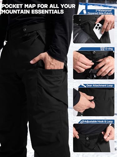 Pantalones impermeables con aislamiento para nieve FREE SOLDIER hombre negro XXXL 6