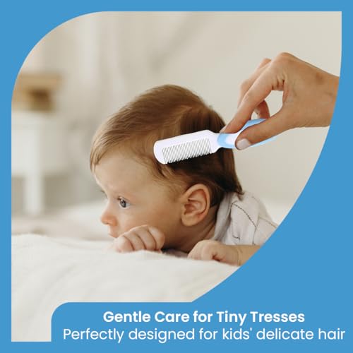 Image of TONY STARK Baby Brush and Comb Set, Newborn Essentials Set with Baby Comb and Soft Bristle Hair Brush for Your Toddler's Scalp (Blue)