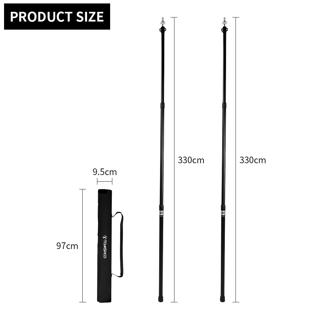 Cocoarm 2pcs Tent Poles Telescoping Tarp Poles 6061 Aluminum Camping Tarp Pole 35.43-90.55inch Adjustable Poles for Tents Tarps Awnings Shelters and More, Anti Slip Rubber Pads (#2)