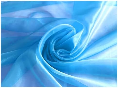 VDS Blue Organza Fabric, 10 Yards Continuous, 45β Wide, Wedding Party Decoration Iridescent Crystal Sheer Shiny Organza Tulle Bridal Dress DIY Crafts Costume Sewing Backdrop Arch Cloth - 3