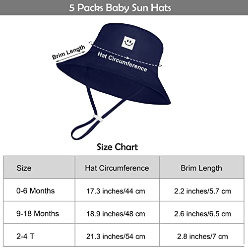 Cooraby 5 Pack Baby Sun Hat Adjustable Smile Bucket Hat Sun Protective Cap For Toddler Baby Boys Girls (0-6 Months) #TOP1