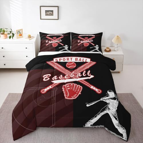 Image of Feelyou Baseball Theme Comforter Set Bedding Full Size for Kids