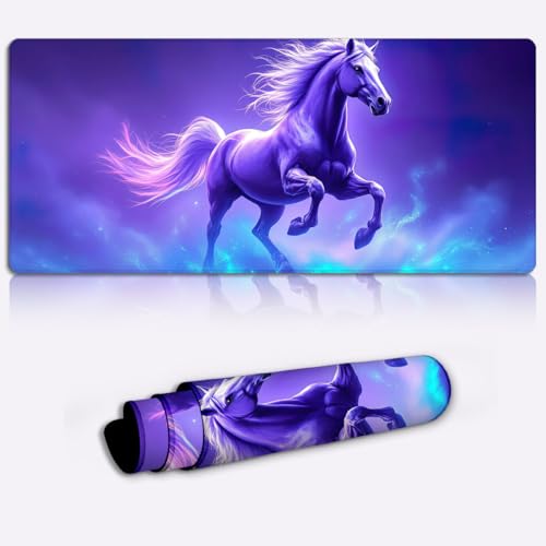Alfombrilla de ratón de escritorio única corcel violeta, tapete ergonómico grande 800x300x4mm