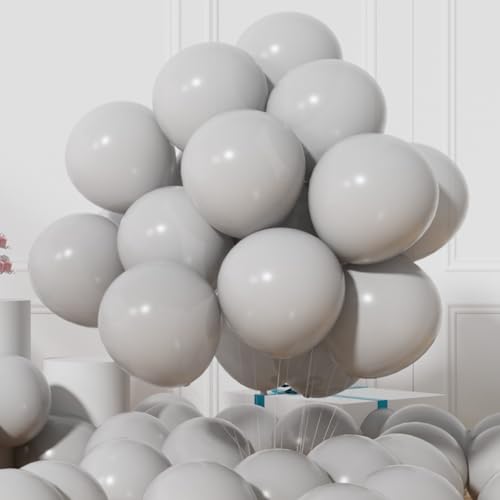 Image of AULE 50Pcs Latex 12 Inch Gray Balloons | Helium Party Happy Birthday Graduation Mordern Bachelorette Gender Reveal Industrial Chic Decoration
