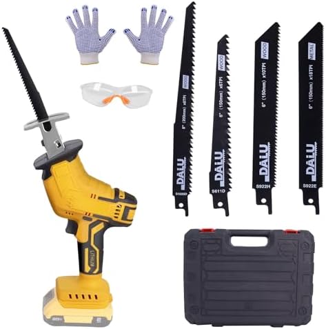 Cordless Reciprocating Saw Compatible with DeWalt 20V MAX Battery(No Battery),3000SPM Variable Speed Trigger with 4 Tool-Free Blades,Safety Lock,LED,Reciprocating Saw for Wood/Metal/Trees/PVC Cutting