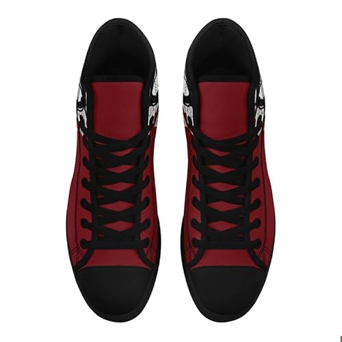 Tênis unissex moderno com caveira, cano alto, clássico, com cadarço, tênis hip hop, casual, hip hop,