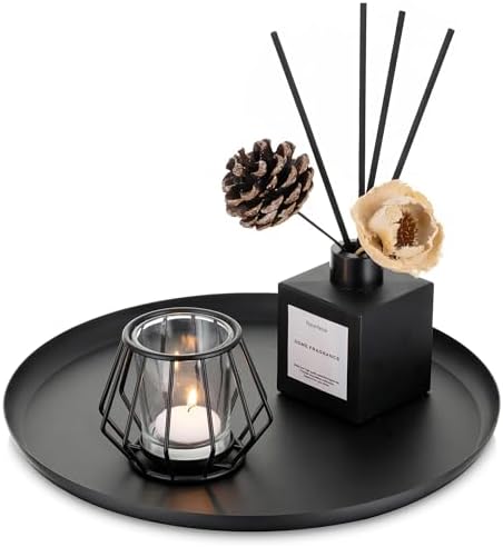 Romadedi Kerzenständer Schwarz - 2er Set Moderne Metall Kerzenhalter