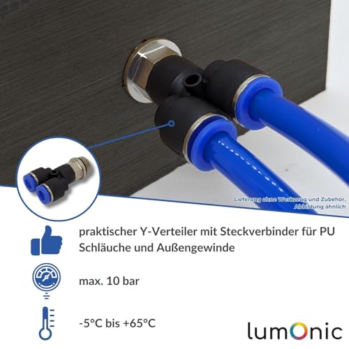 Racor en Y para manguera de neumatica de 6mm con conector push-in y pieza distribuidora 5