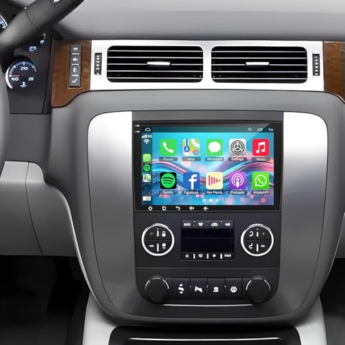 4G+64G Car Radio for 2007-2012 Chevrolet Chevy Silverado Impala, GMC Sierra Acadia Enclave Yukon, Buick 8" IPS Touch Screen Car Stereo with GPS Wireless CarPlay/Android Auto, Backup Camera/DSP/SWC