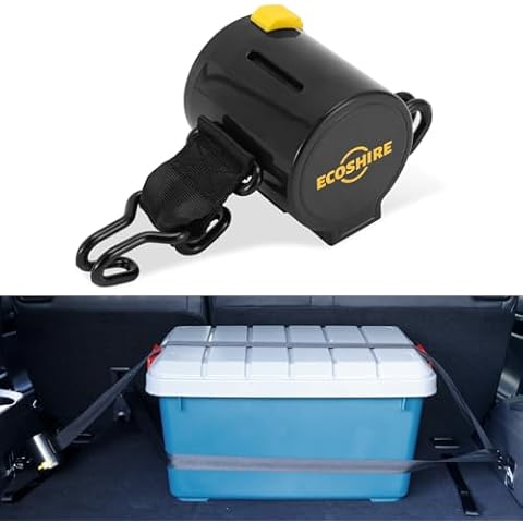 ECOSHIRE Cargo Straps for Car Trunk – Self-Retracting Tie-Down Straps – 2-Point Ratchet Tie-Down Straps with Hooks – Heavy-Duty Car Straps for Cargo Organization and Storage – for SUVs, Hatchbacks Cover