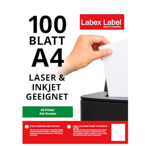 100 fogli di etichette formato A4, carta adesiva, formato A4,