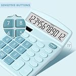 Basic Standard Calculators 12-Digit, Desktop Calculators with Big Button | Standard Function Calculator with Large LCD Display for Office, Home & Business Use, Automatic Sleep (Blue)