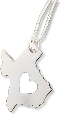 Small Texas Necklace sterling silver Love Texas state necklace with heart with Box chain