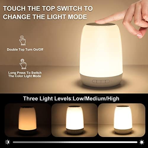 Touch Control Bedside Table Lamp with Bluetooth Speakers,USB Rechargeable Bedside Lamp, Led Night Light,Dimmable Nursery Bedrooom Lamp,Gift for Baby/ Kids