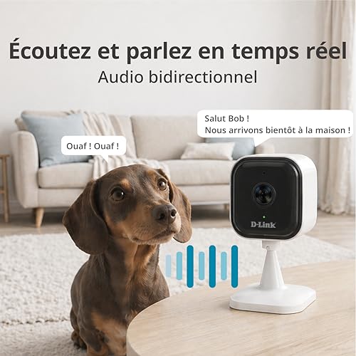 D-Link Caméra Wi-FI intérieure 2K DCS-6013, caméra de sécurité 3MP avec détection de Personne par IA, Vision Nocturne, Audio bidirectionnel, Alexa et Google
