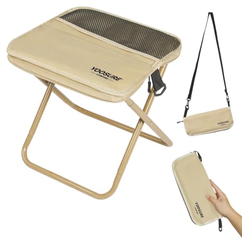 Image of 11.5 inch Tall Compact Collapsible Stool, Portable Folding Camp Stool with 2 Side Pockets, Lightweight Mini Folding Stool for Adults, Small Backpacking Stool for Fishing Hiking Trips