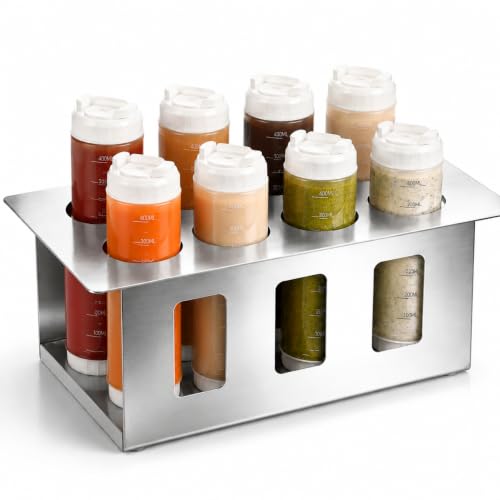 Stainless Steel Squeeze Bottle Holder Set