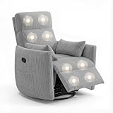 JUMMICO 360 Swivel Recliner Chair, Nursery Comfy Rocking Chair with Vibration Massage, Manual Glider Nursing...