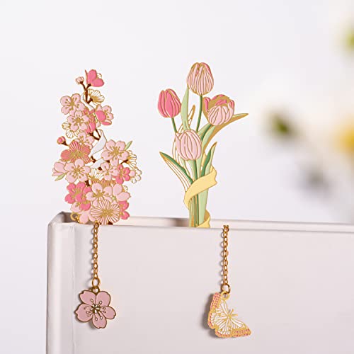 Teacher Appreciation Gifts Metal Flower Bookmarks For Women Book Lovers Unique Spiritual Gifts For Book Club Inspirational Gifts For Book Readers Personalized Book Markers For Friends Sakura #TOP4