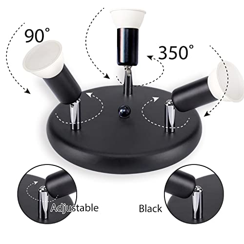Sweier LED Ceiling Light GU10, 5W Rotatable 3 Way Black Spotlight 6000k Cool White for Kitchen Living Room - Image 3
