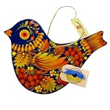 Besonderer Christbaumschmuck Vogel zum Aufhängen 11 x 8,3 x 0,5 aus Holz Beidseitig Handbemalt Petrykiwka-Malerei, Ukrainische Kunst für Ihren Christbaum