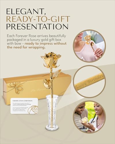Image of Forever Rose The 24K Gold Dipped Rose, Custom Laser Engraved Gold Flower
