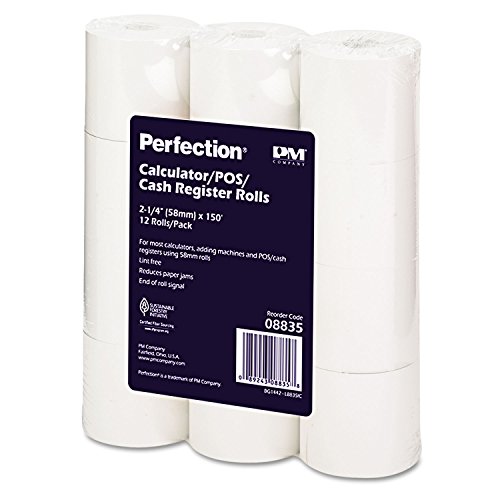 PM Company Perfection POS/Calculator Rolls, 2.25 Inches x 150 Feet, White, 12/Pack (08835) (2, 2 1/4