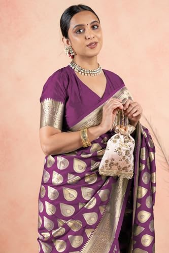 Image of Subham Saree for Woman Silk Cotton Kanjivaram | Soft Daily Wear Golden Zari Sari with Jacquard Blouse Piece