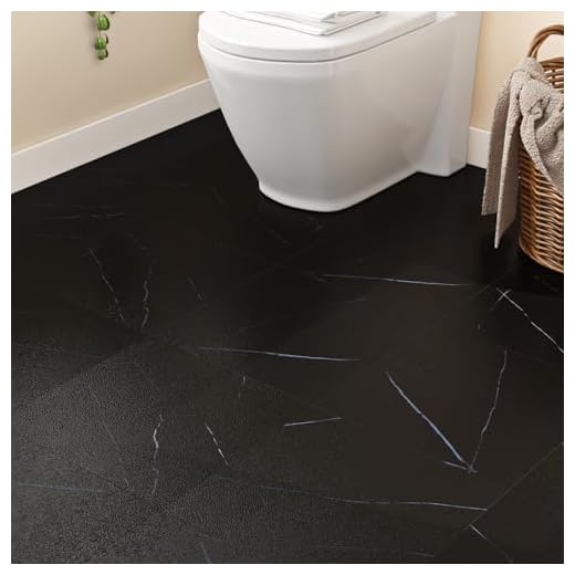 Livelynine 32pcs 12x12" Peel and Stick Floor Tile Black Blue Vinyl Flooring Sheet Waterproof Bathroom Sticky Tiles Self Adhesive Laminate Flooring Removable Marble Linoleum Covering Squares Attic RV