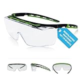 PRO FIT Schutzbrille – Arbeitsschutzbrille mit großer & klarer Scheibe, Überbrille für Brillenträger, Kratzfest & Beschlagfrei, UV-Schutz - Schwarz/Grün
