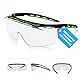 PRO FIT Schutzbrille – Arbeitsschutzbrille mit großer & klarer Scheibe, Überbrille für Brillenträger, Kratzfest & Beschlagfrei, UV-Schutz - Schwarz/Grün