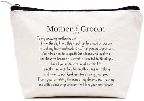 LIBIHUA Mother Of the Groom Gifts from Bride Bridal Shower Gifts for Mother in Law Wedding Present for New Mom-Makeup Bag Cosmetic Bag Travel Pouch Thank You for Raising the Man Of My Dreams