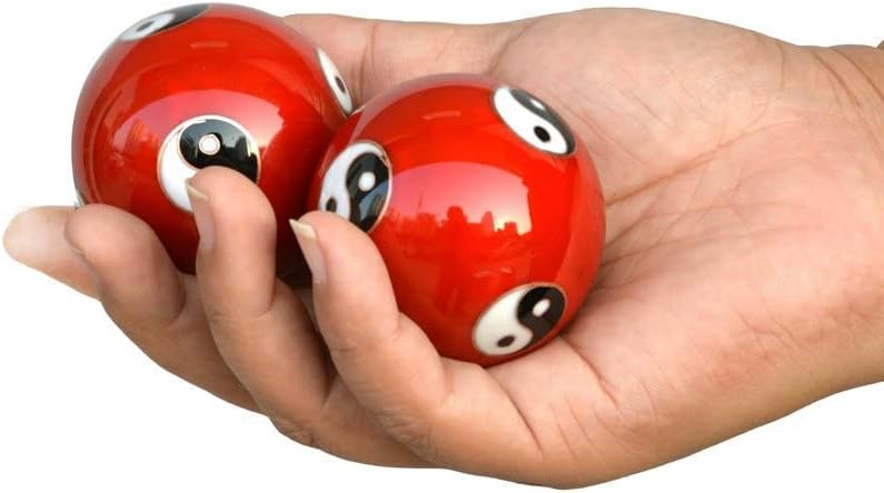 Miniatura 3 de JapanBargain, Bolas medicinales chinas para aliviar el estrés y la salud, bolas de baoding, bolas de mensaje, bolas de meditación, color rojo