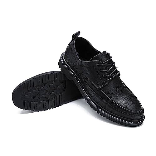 Men's Comfortable Casual Leather Oxford Slip on Lace up Wingtip Shoes Moc Toe Oxfords Business Casual Dress Tuxedo Shoes2