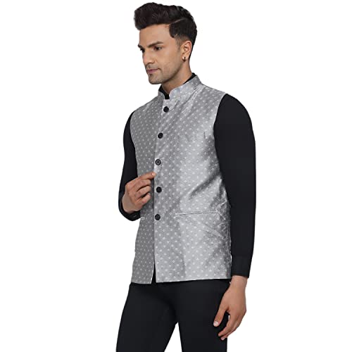 Image of Veera Paridhaan Men's Jacquard Printed Nehru Jacket