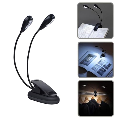 Image of Joyzan Music Stand Light, Clip on LED Book Lights Dual Arm Reading Lamp | Eye Cared 360Flexible Gooseneck USB Desk Rechargeable Clamp Mini Bed Bookworms Piano Player Travel Orchestra