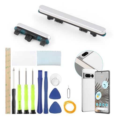 Power Volume Button Key for Google Pixel 7 Pro Power On Off Switch Button Key Replacement Side Buttons Accessories Repair Parts（Silvery）