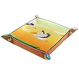 ZORE_FINE5 Faltbare Würfelspiele Tablett aus Leder Quadratische Schmucktabletts und Uhr, Schlüssel, Münze, Süßigkeiten Aufbewahrungsbox Pelikan fliegt am Himmel