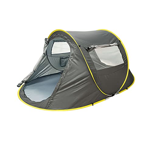Easy Pop-Up-Zelt für 3–6 Personen, Campingzelt, kaltes Licht, grau, regenfest und Sonnenschutz, großer Platz mit transparenten Seiten für Familie, Outdoor, faltbar, tragbar, für Camping, Wandern