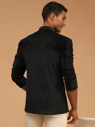 Image of VASTRAMAY Men's Velvet Jodhpuri | Velvet Polka Dot Jodhpuri Coat. The Threads of The Fabric Is Woven Tightly And Has A Long Lasting Sheen, This Jodhpuri Is Deservingly Called Prince Coat.