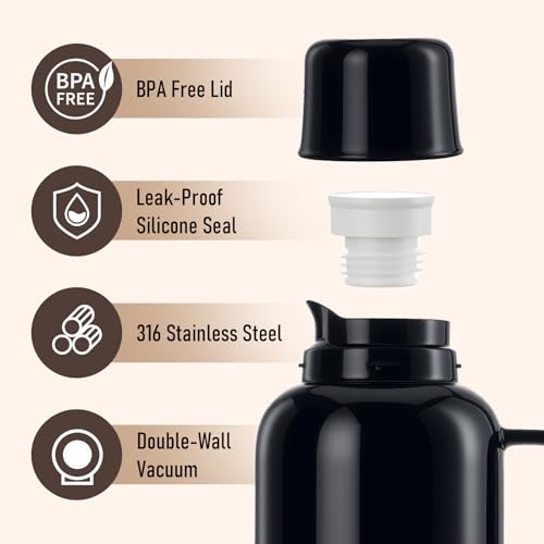Image of PARACITY 54oz /1600ml Thermal Carafes for keeping hot, Insulated Stainless Steel Coffee Carafe Double Walled Vacuum Thermal Pot for Coffee & Tea, Coffee Carafes for Keeping Hot Home & Office
