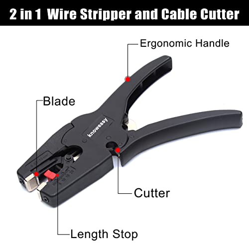 Image of Wire Stripper, knoweasy Wire Stripper Tool with Cutter and 2 in 1 Wire Stripping Tool Works for Electronic,Electric,Automotive from 32 to 7 AWG